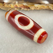 Natural Powerful Tibetan Old Oily Red White Agate One Eye Wood Element Dzi Bead Heavenly Master (Tian Zhu) 一眼木元素天珠 10.52g 38.1 by 13.3mm - Huangs Jadeite and Jewelry Pte Ltd