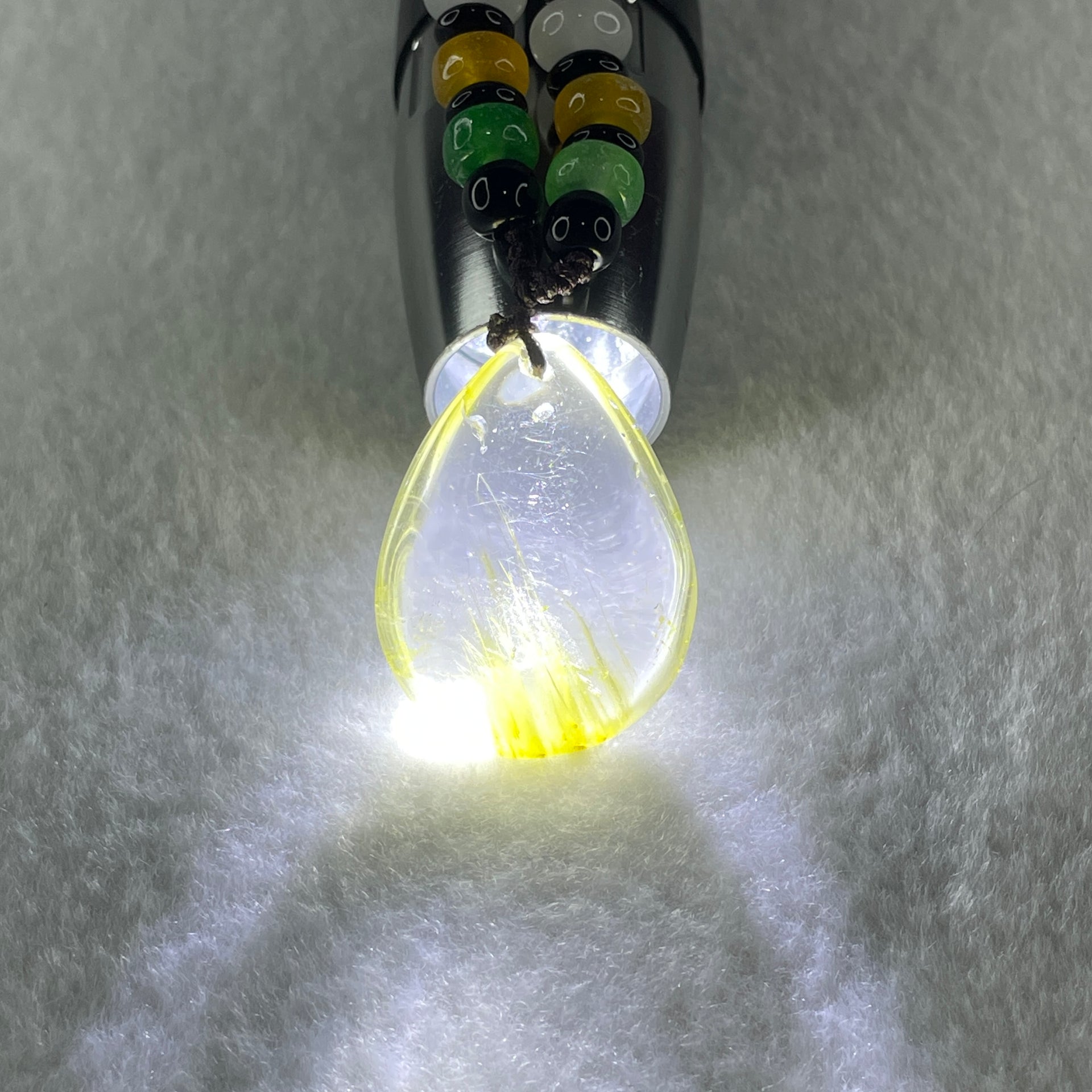 Natural Golden Rutilated Quartz Tear Drop Necklace 19.61g 32.5 by 24.7 by 11.8mm - Huangs Jadeite and Jewelry Pte Ltd