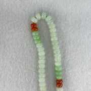 Type A Light Green Apple Green and Red Jadeite Beads Necklace 45.64g 64cm 5.8mm 181 + 6 Beads - Huangs Jadeite and Jewelry Pte Ltd