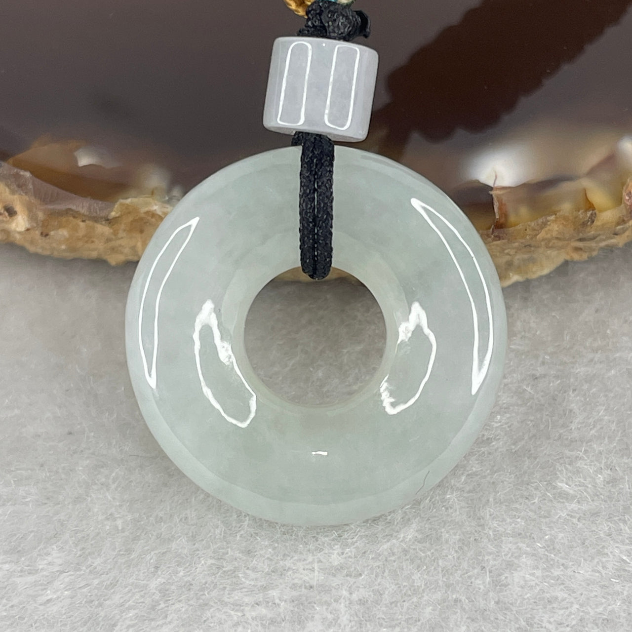 Natural Type A Light Mint Green Jadeite Ping An Kou Pendant | Substantial 23.3mm Classic Safe Journey Donut Statement Amulet (8.42g 23.3x6.0mm)