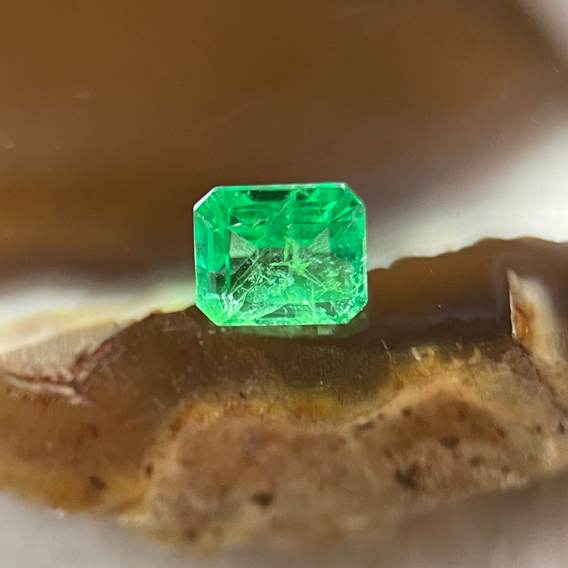 Natural Colombia Vivid Green Emerald (Beryl) Cut-Cornered Rectangular Step cut 0.42ct 4.6 by 4.1 by 3.0mm - Huangs Jadeite and Jewelry Pte Ltd