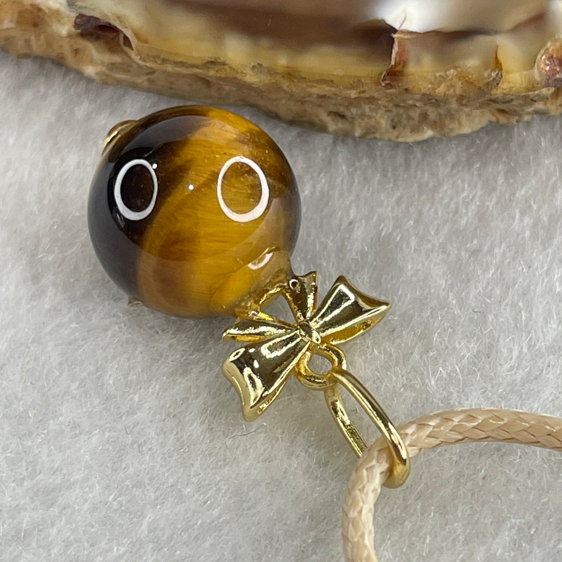 Natural Yellow Tiger Eye Quartz Bead Pendant 5.14g 12.3mm - Huangs Jadeite and Jewelry Pte Ltd
