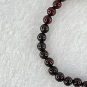 Natural Dark Blood Red Amber Beads Bracelet 天然血珀手链 3.93g 15cm 5.3mm 32 Beads - Huangs Jadeite and Jewelry Pte Ltd