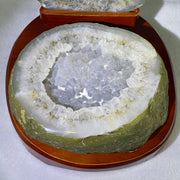 Natural White Agate Wealth Pot with Wooden Stand 3,073.0g 195.0 by 210.0 by 180.0mm - Huangs Jadeite and Jewelry Pte Ltd
