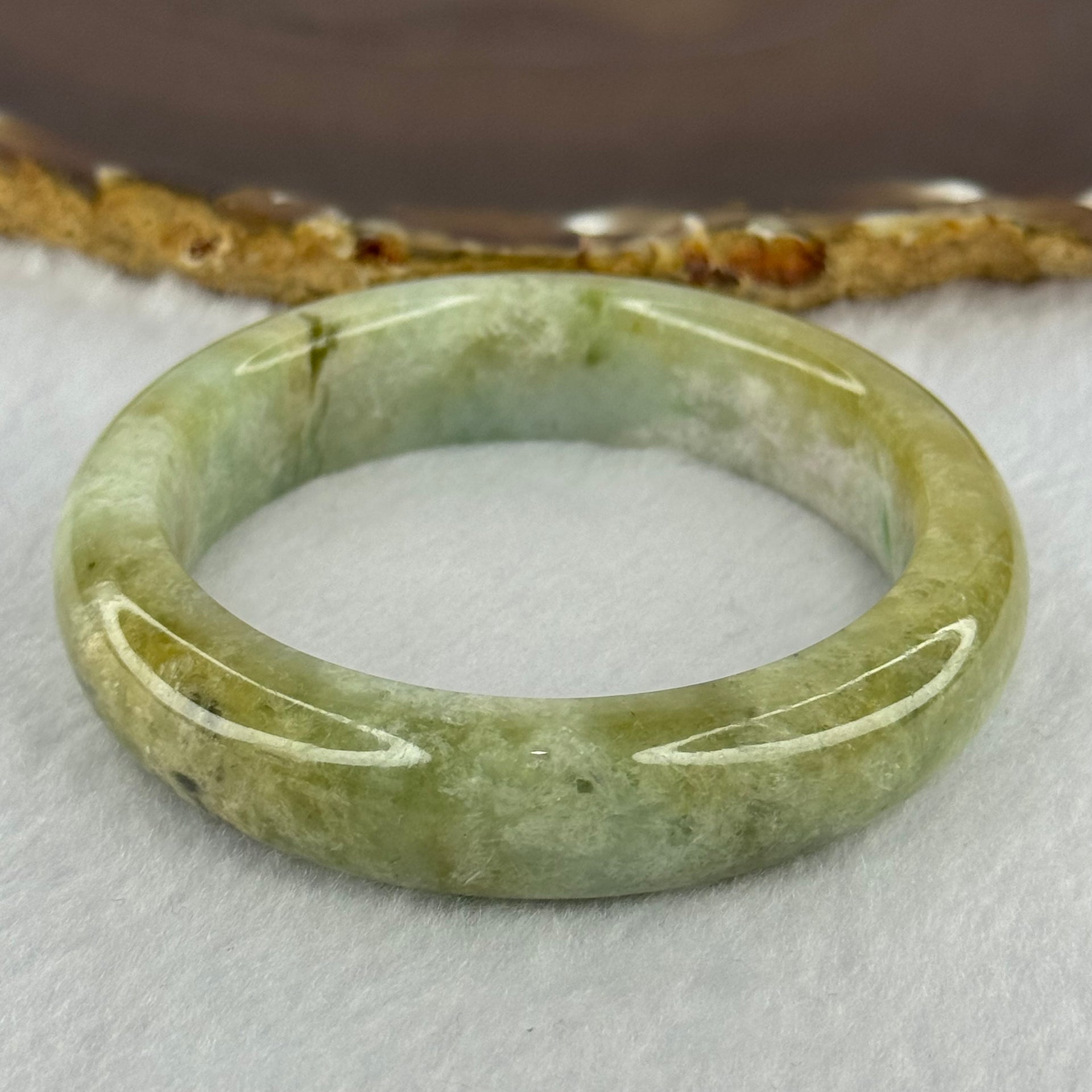 Type A Yellowish Green with Light Blueish Green Jadeite Bangle 67.97g Internal Diameter 54.1mm 14.3 by 9.0mm - Huangs Jadeite and Jewelry Pte Ltd