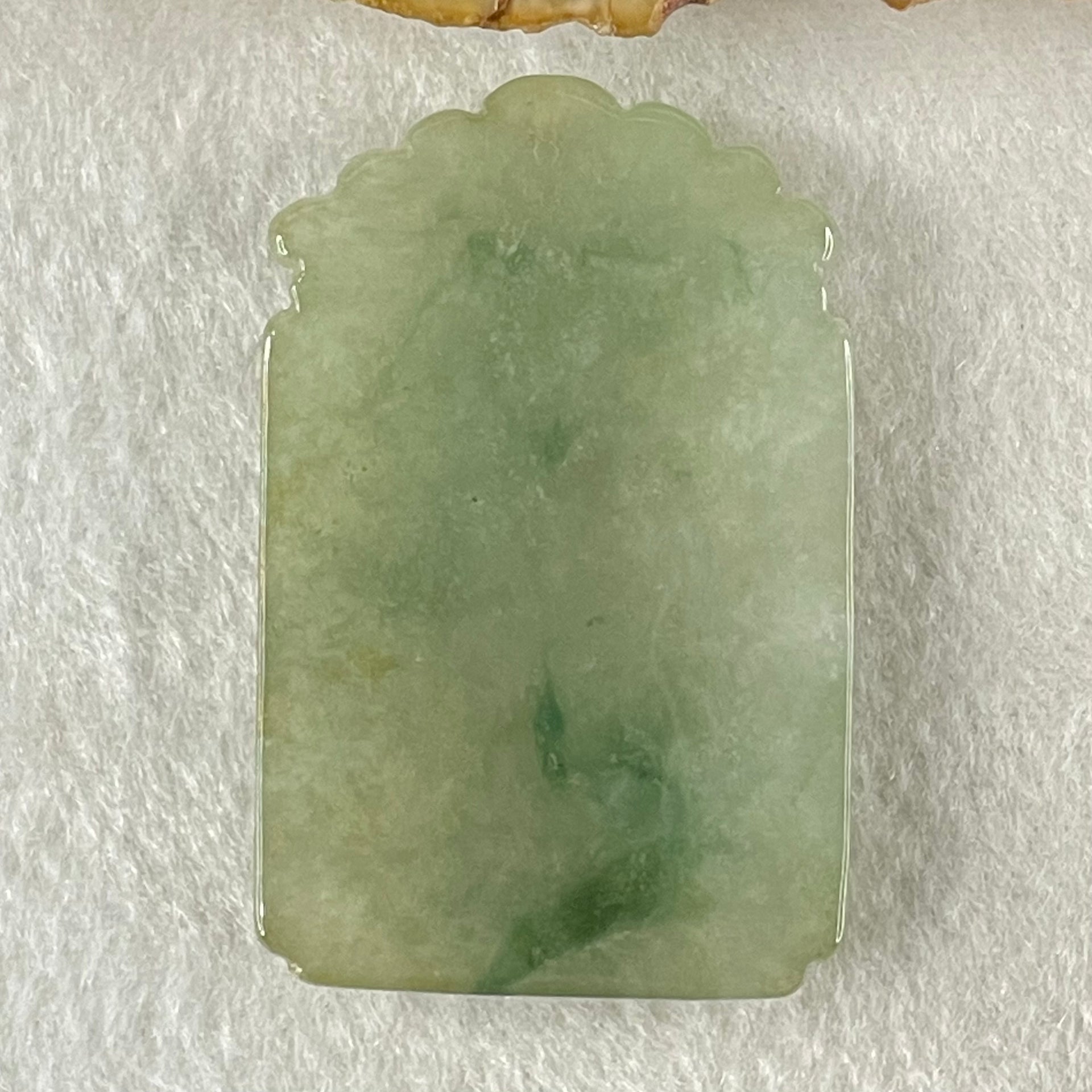 (Pre-Love) Lotus on Water by Yun Long Zi Type A Semi Icy Light Green with Green Piao Hua Jadeite Arona Fish with Bat and Coins 30.46g 48.9 by 31.6 by 7.9mm with Full Original Box Set - Huangs Jadeite and Jewelry Pte Ltd