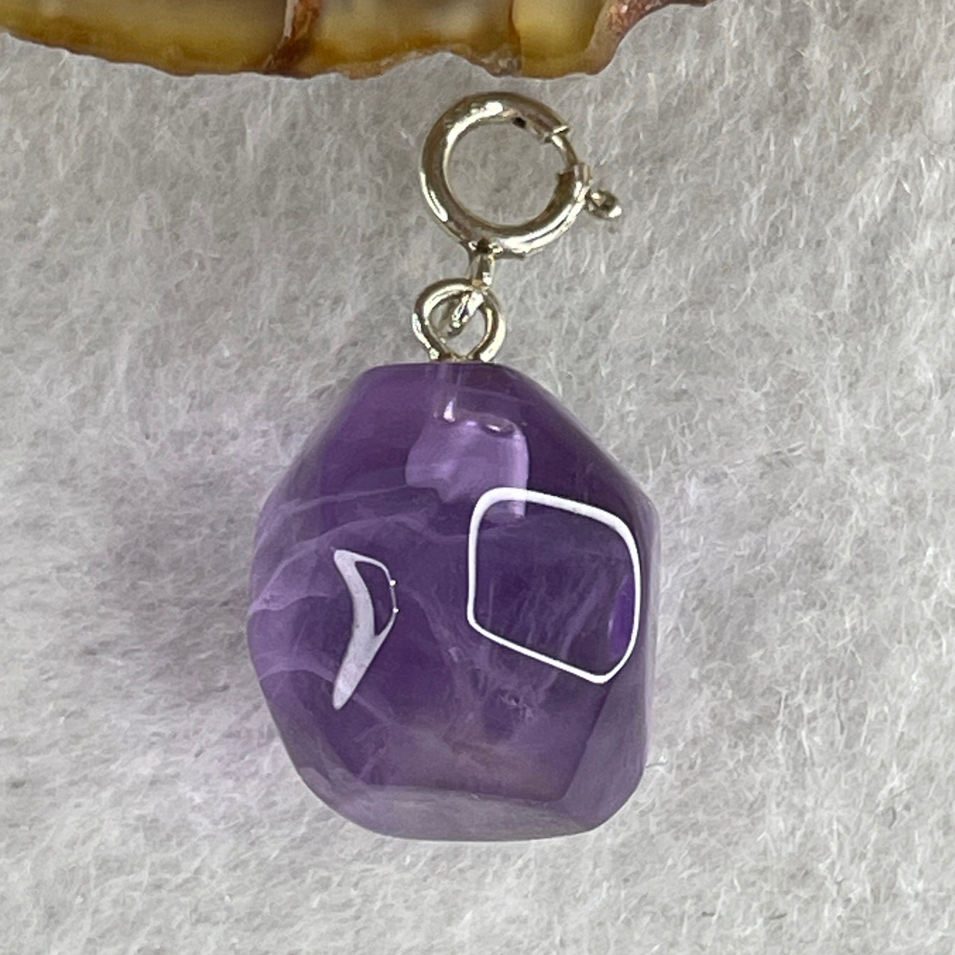 Natural Amethyst Pebble Pendant 2.92g 13.2 by 12.5mm - Huangs Jadeite and Jewelry Pte Ltd