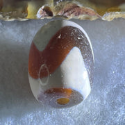 Natural Powerful Tibetan Old Oily Agate Tiger Tooth Daluo Dzi Bead Heavenly Master (Tian Zhu) 虎呀天诛 4.68g 17.5 by 13.2mm - Huangs Jadeite and Jewelry Pte Ltd