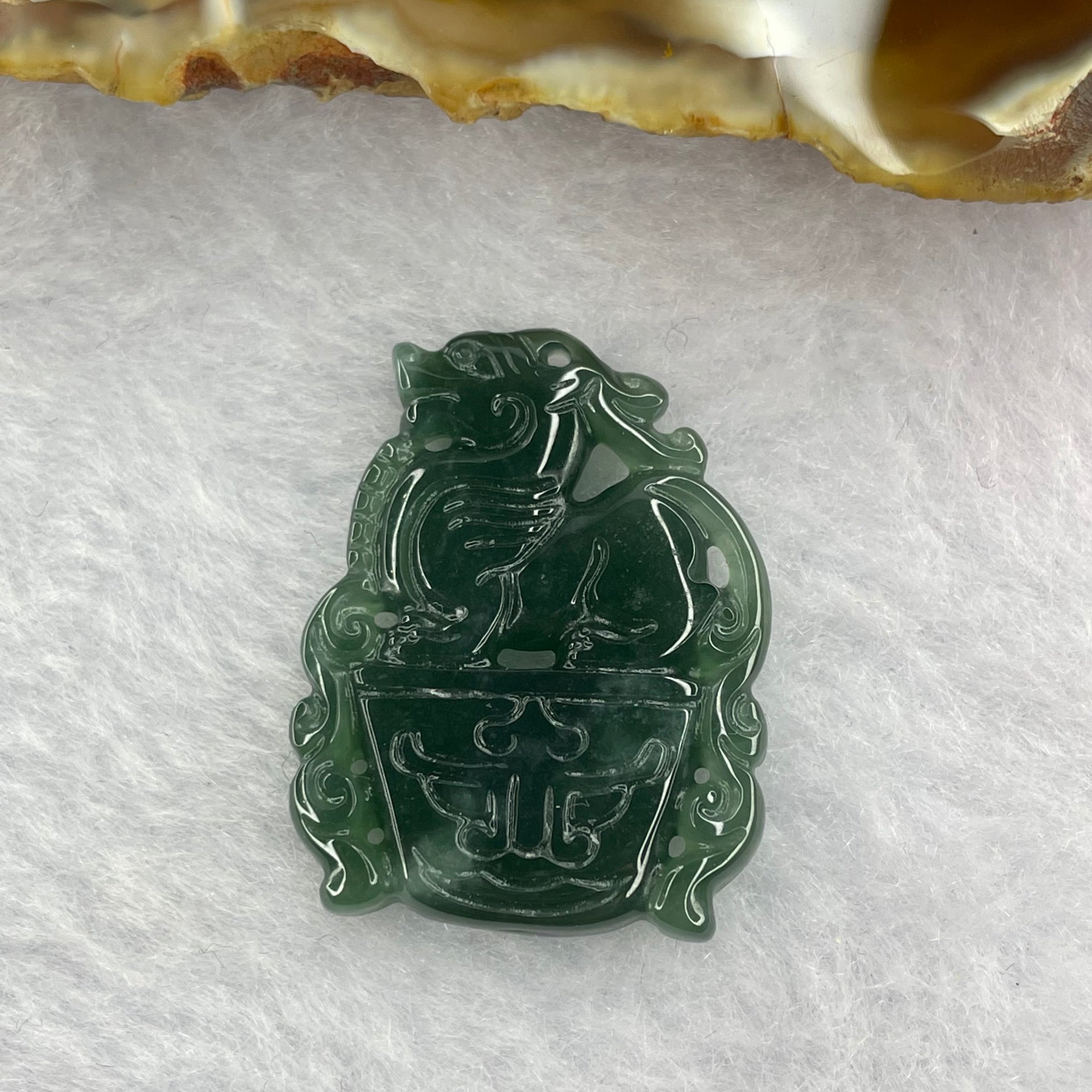 Type A Semi Icy Blueish Green Jadeite Pixiu 28.7 by 22.2 by 3.9 mm 5.22g - Huangs Jadeite and Jewelry Pte Ltd