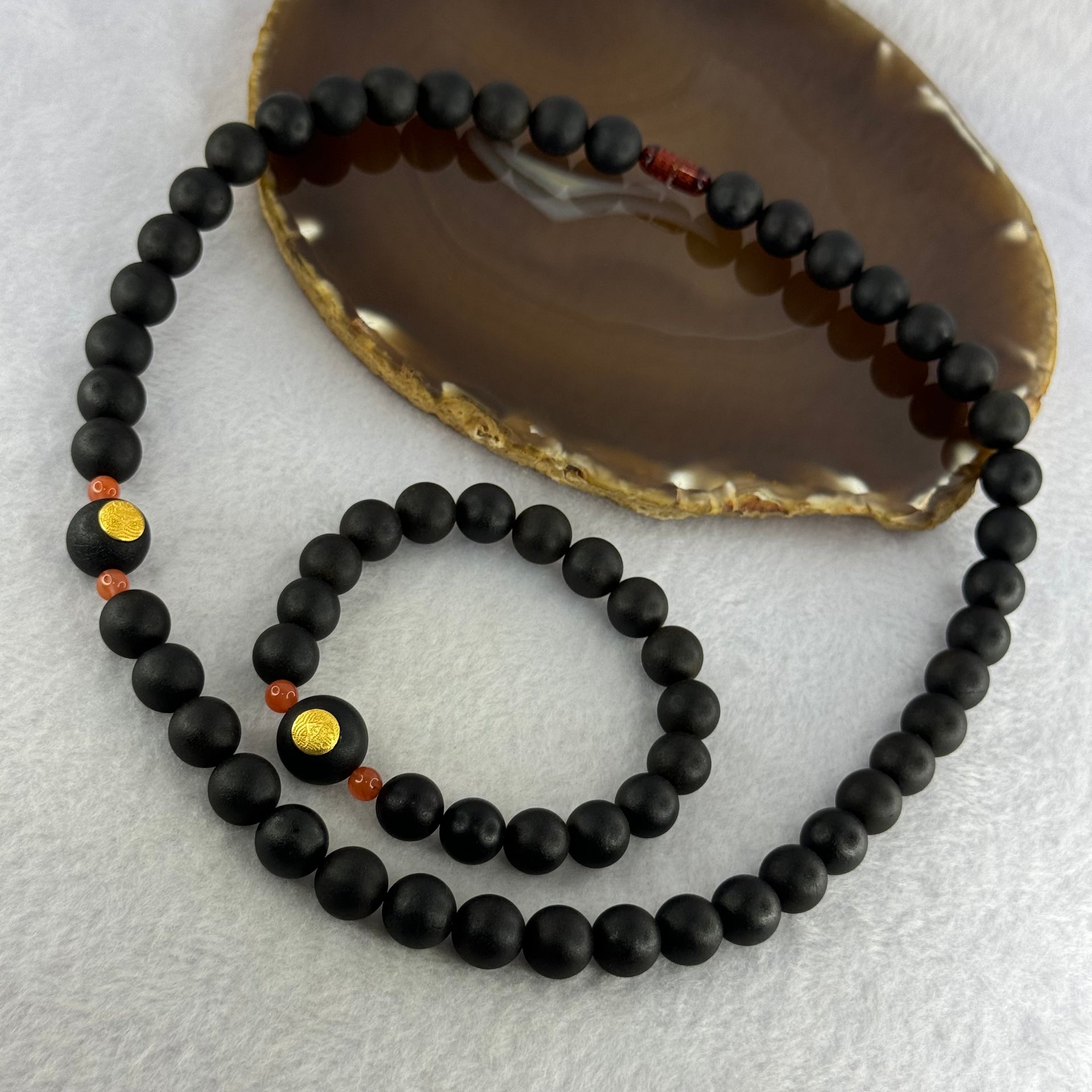 Very Very Good Grade Opaque Natural Dark Matt Black Amber Beads Jewelry Set Total Weight 42.60g Bracelet 16.5cm 10.1mm 17 Beads 13.6mm 1 Bead, Necklace 10.5mm 43 Beads 12.5mm 1 Bead - Huangs Jadeite and Jewelry Pte Ltd