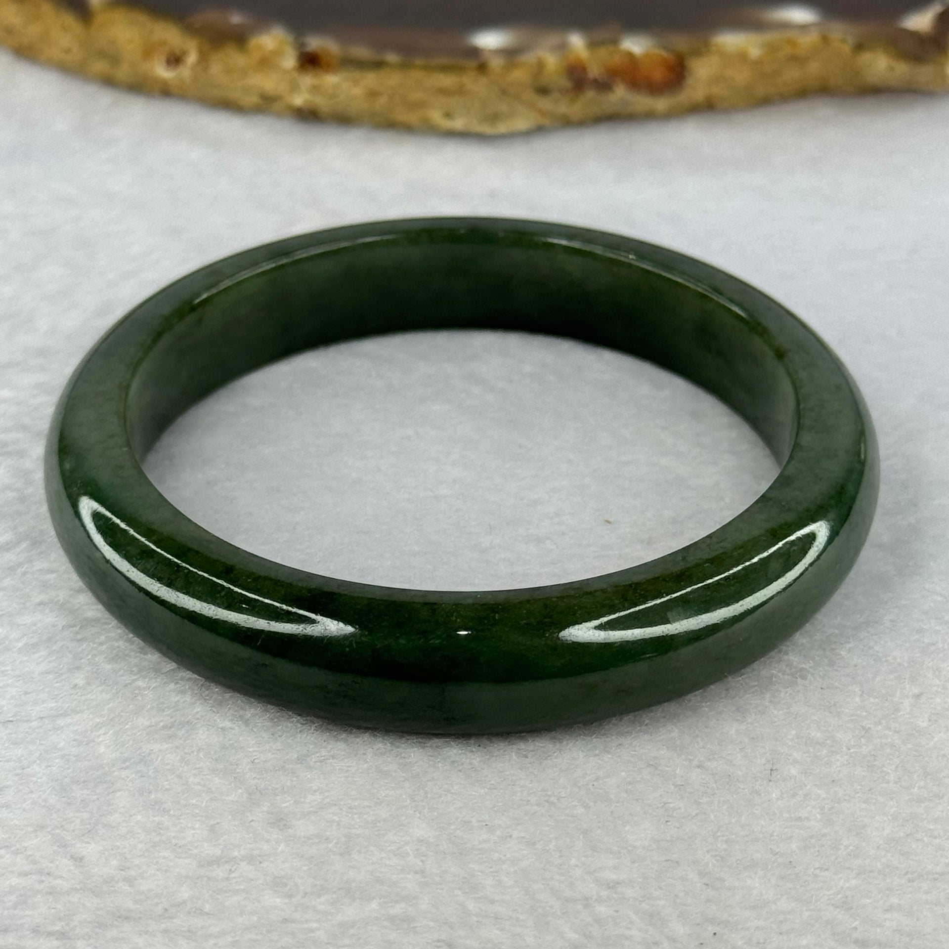Type A Dark Full Green Jadeite Bangle Internal Diameter 56.1mm 46.59g 11.8 by 7.7mm (Very Slight Internal Line) - Huangs Jadeite and Jewelry Pte Ltd