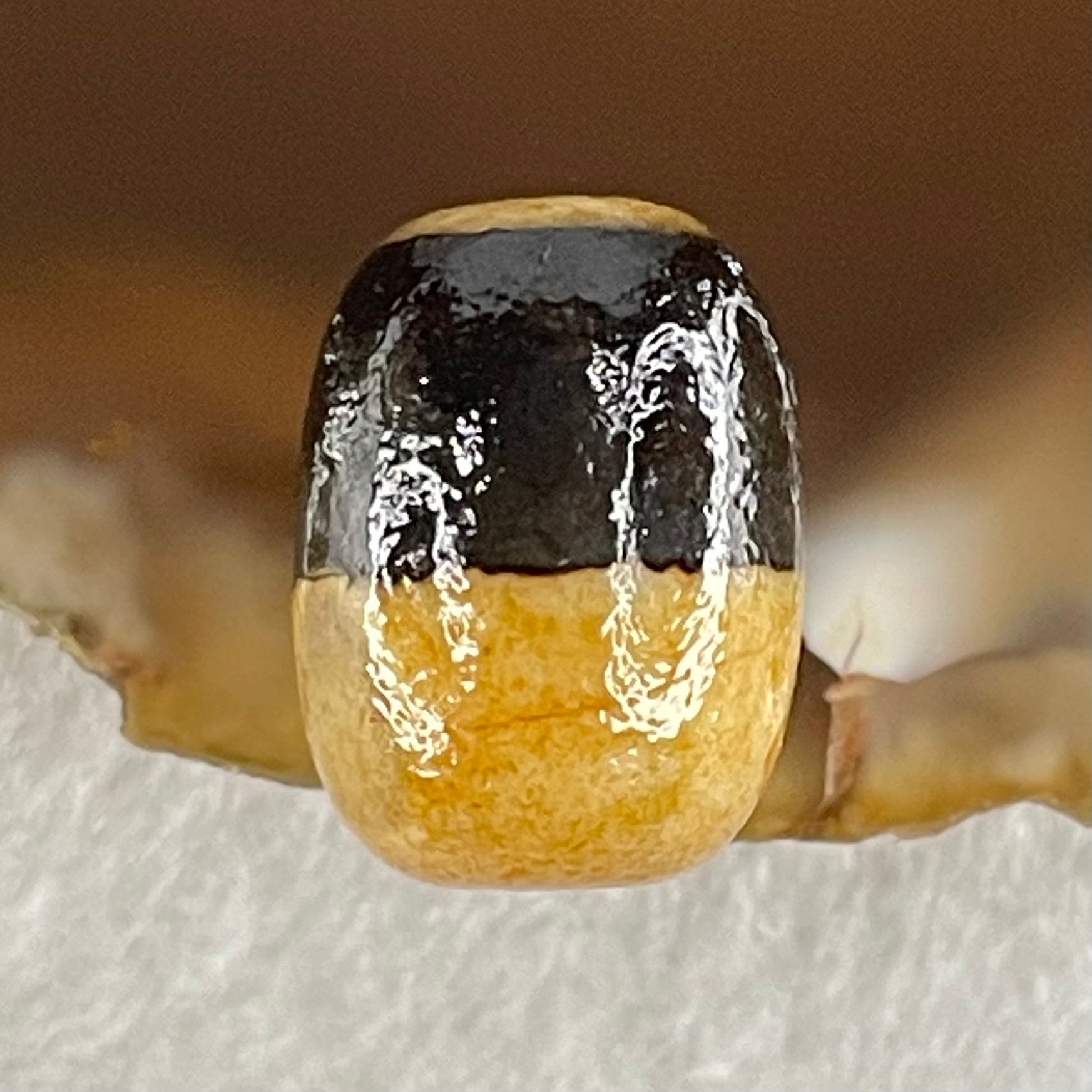 Natural Powerful Tibetan Old Oily Agate 1 Lines Dzi Bead Heavenly Master (Tian Zhu) 2.40g 14.0 by 10.4mm - Huangs Jadeite and Jewelry Pte Ltd