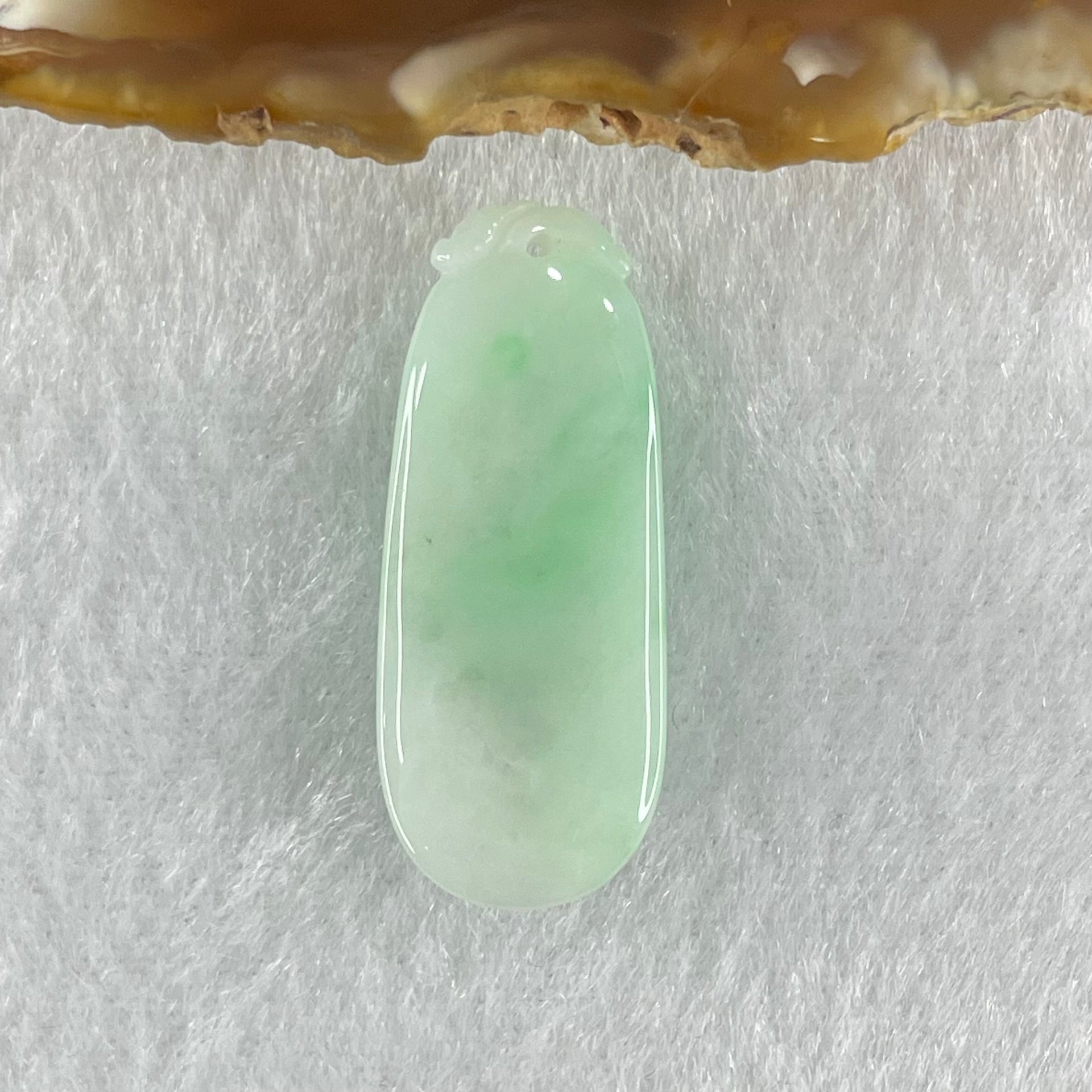 Type A Faint Lavender Green with Apple Green Vein Jadeite Melon Pendant 5.52g 31.0 by 12.4 by 7.2mm - Huangs Jadeite and Jewelry Pte Ltd