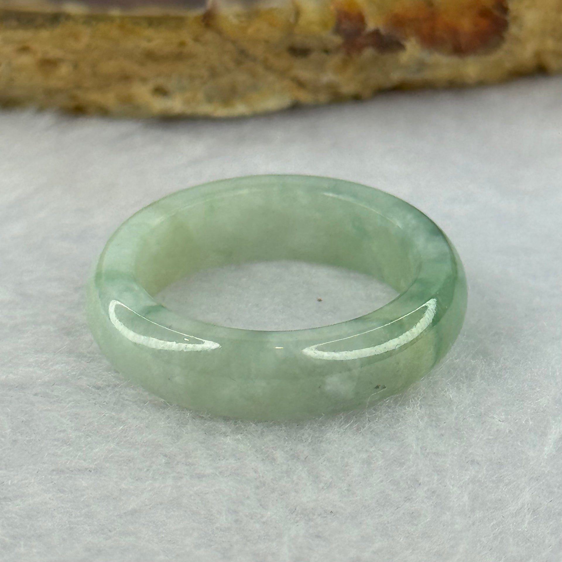 Type A Green Jadeite with Blueish Green Patches Ring 4.04g 5.8 by 3.5mm US7.5 HK16 - Huangs Jadeite and Jewelry Pte Ltd
