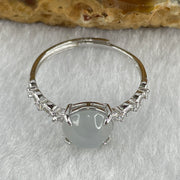 Natural Type A Semi Icy Faint Lavender Jadeite Round Shape Cabouchon in S925 Silver Ring (Adjustable Size) 1.18g 7.9 by 7.1 by 4.0mm - Huangs Jadeite and Jewelry Pte Ltd