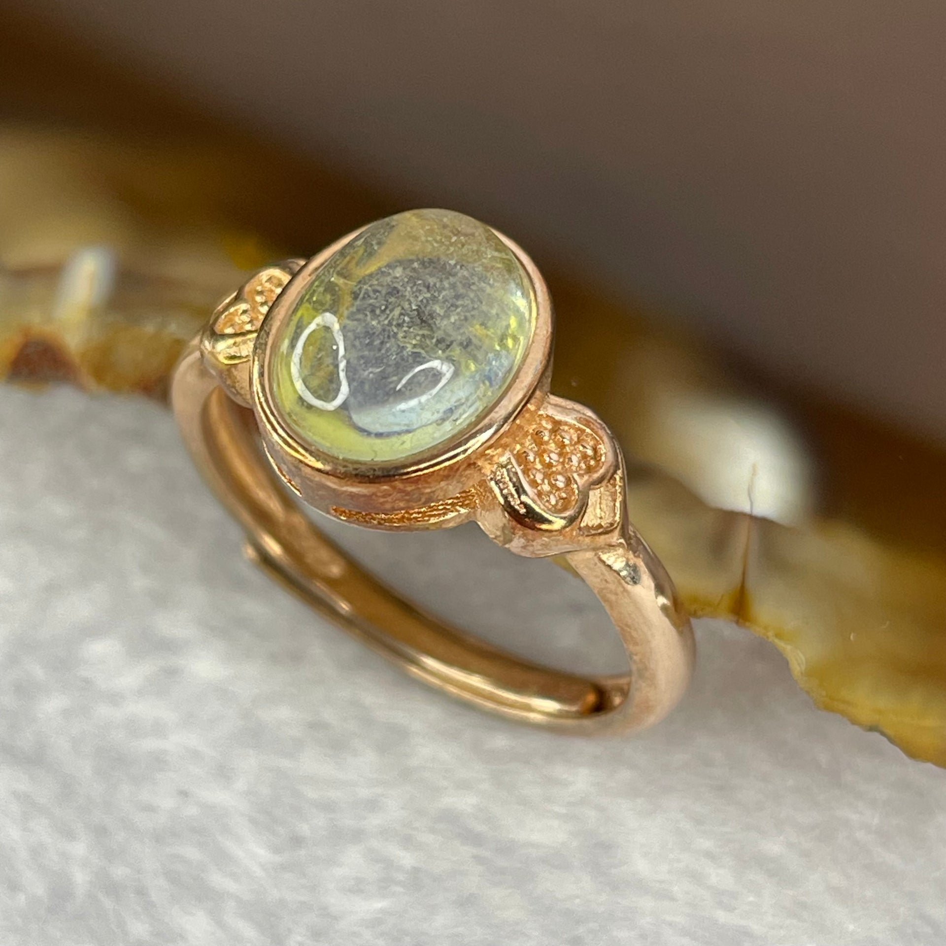 Natural Opal In 925 Sliver in Rose Gold Color Ring 2.46g by 8.6 by 6.5 by 5.0 mm Adjustable Size - Huangs Jadeite and Jewelry Pte Ltd