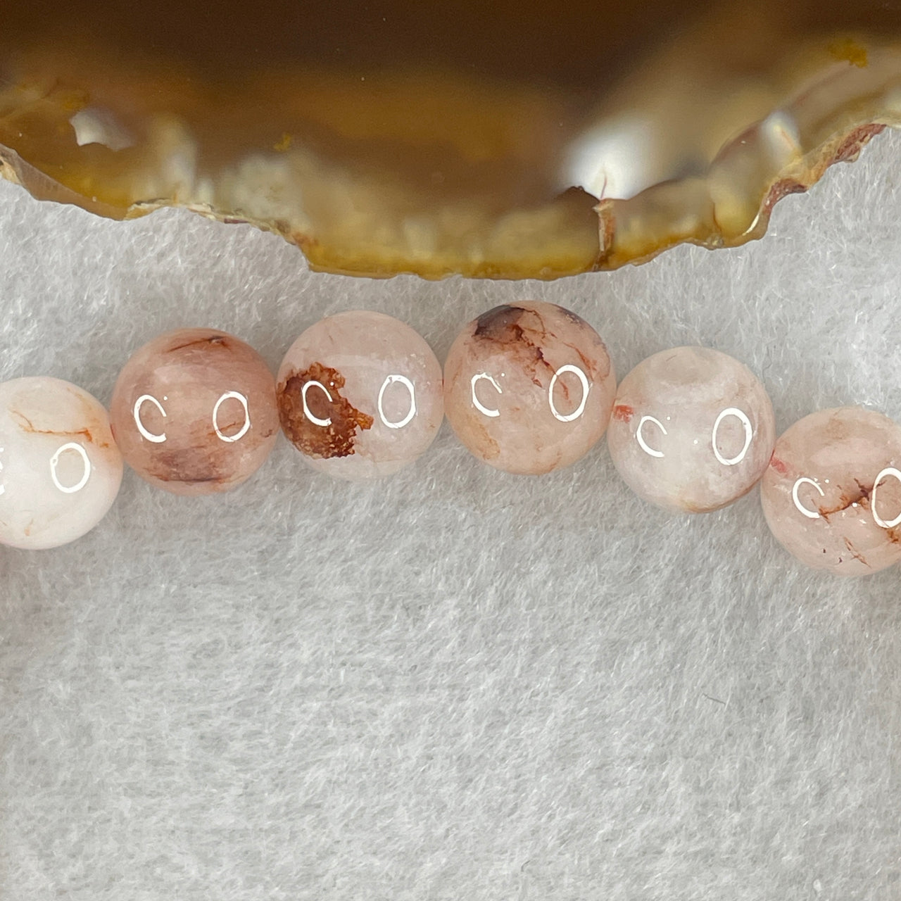 Natural Pinky Ferruginous Quartz Beads Bracelet 22.03g 15.5cm 9.4mm 21Beads