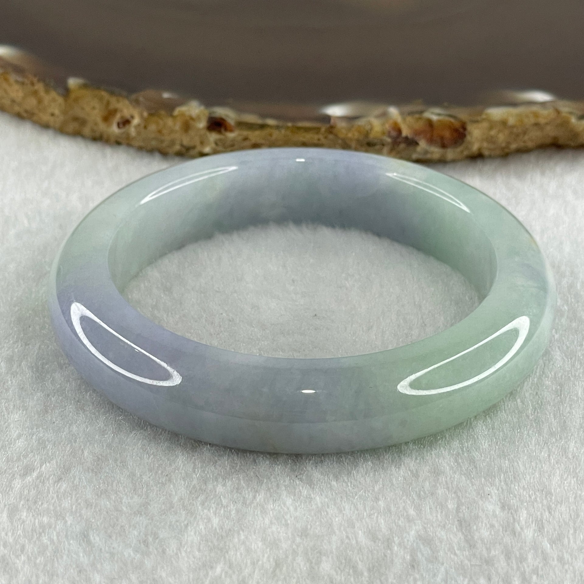 Type A Natural Lavender Light Green Jadeite Bangle 52.93g Inner Diameter 50.9mm 11.5 by 9.3mm (Slight Internal Lines) - Huangs Jadeite and Jewelry Pte Ltd