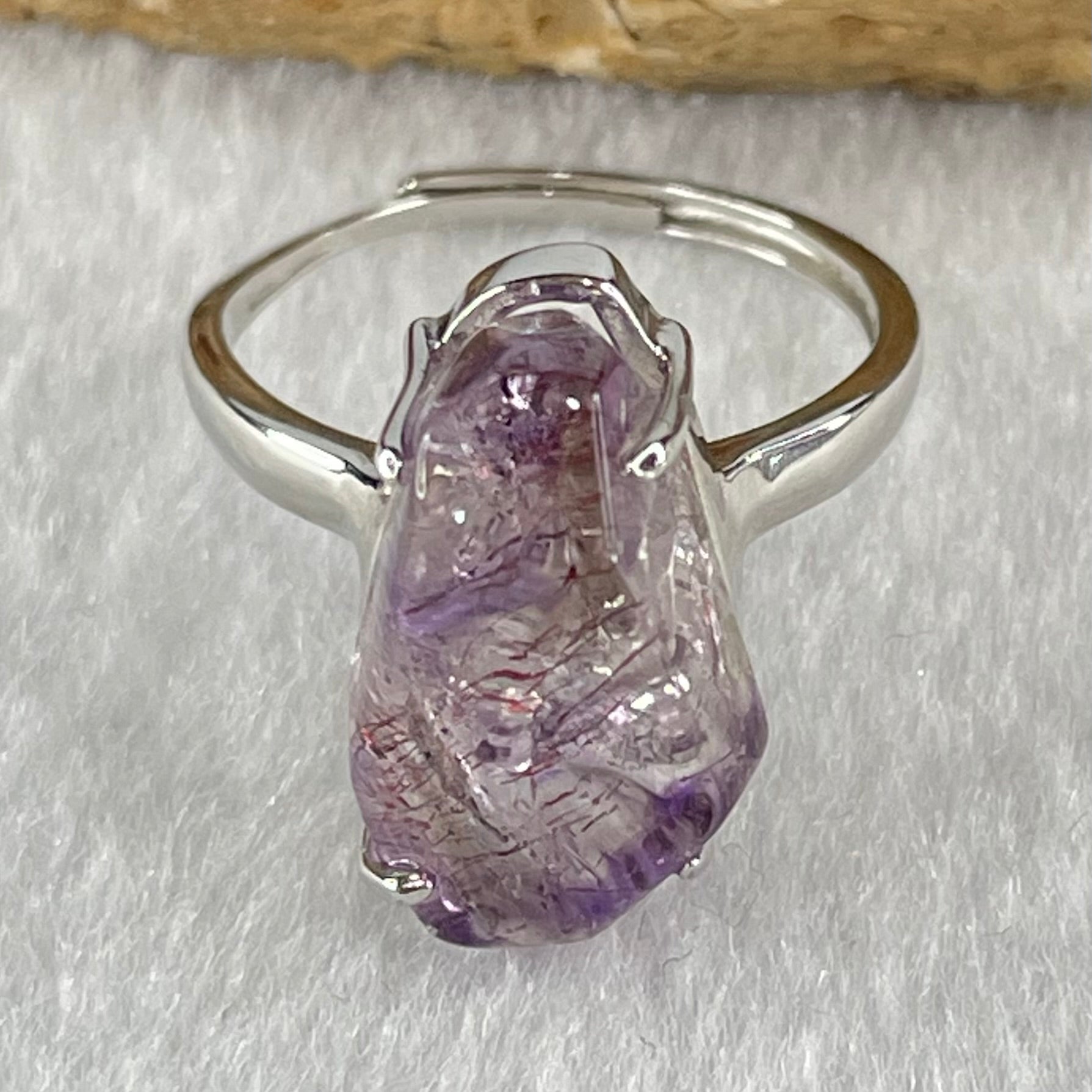 Natural Super 7 in S925 Sliver Ring (Adjustable Size) 4.25g 17.2 by 10.6 by 7.8mm - Huangs Jadeite and Jewelry Pte Ltd