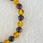 Natural Blood Red and Yellow Amber Beads Bracelet 4.71g 16cm 6.9mm 28 Beads - Huangs Jadeite and Jewelry Pte Ltd