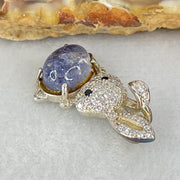Rare Natural Blue Dumortierite Rutilated Quartz in S925 Sliver Rabbit Pendant 2.48g 9.0g 7.4 by 5.0mm - Huangs Jadeite and Jewelry Pte Ltd
