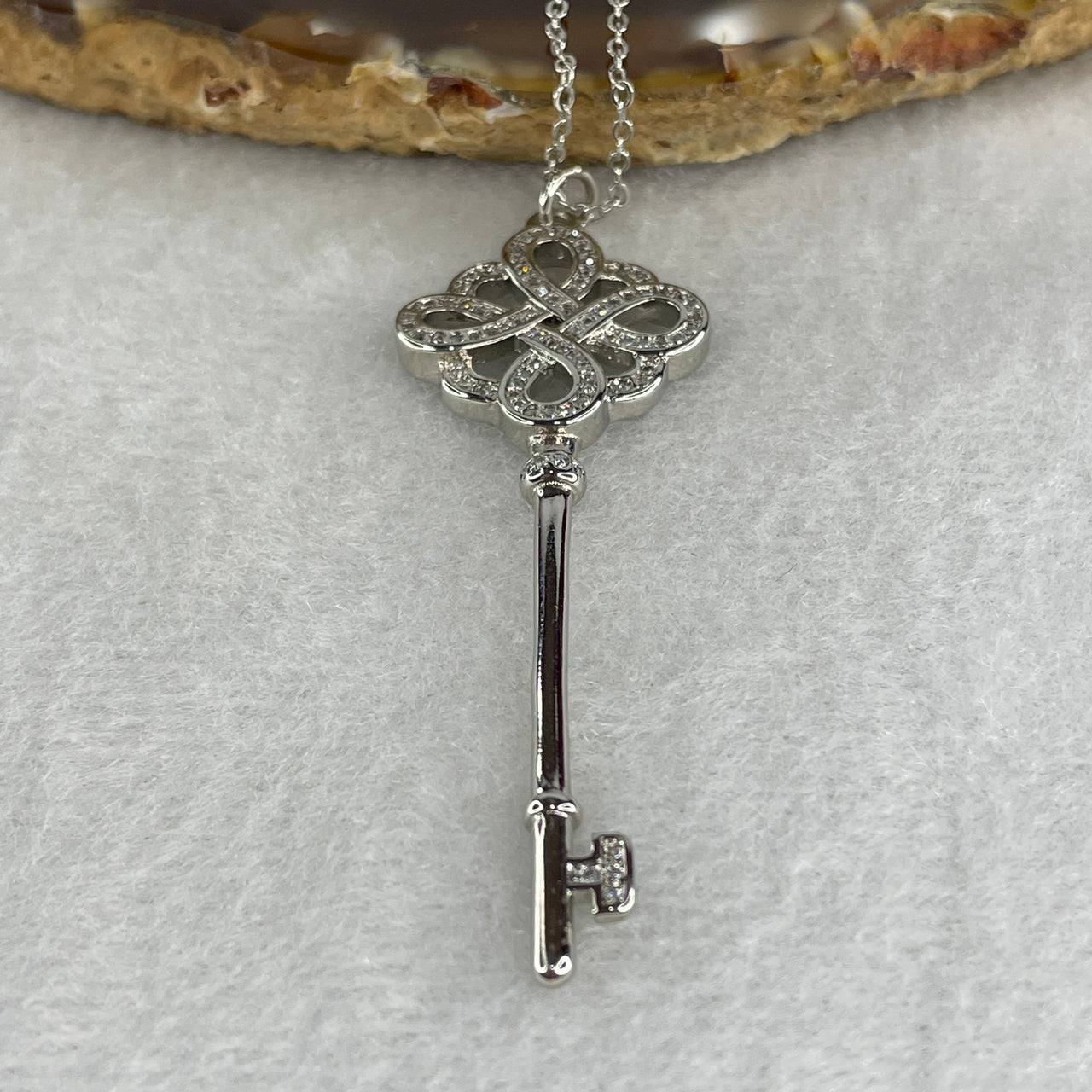 Large Moissanite Key Pendant Necklace in S925 Silver - 60mm D Color Round Brilliant Cut - 5.53g Substantial "Key to My Heart" Statement Jewelry 60.2x20.0x3.1mm