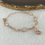 Natural Rose Quartz In 925 Sliver Rose Gold Color Bracelet 3.87g 7.3 by 7.0 by 3.8mm (Adjustable Size) - Huangs Jadeite and Jewelry Pte Ltd