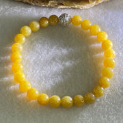 Type A Yellow Jade Jadeite Bracelet 13.76g 6.8mm/bead 26 beads with NGI Cert - Huangs Jadeite and Jewelry Pte Ltd