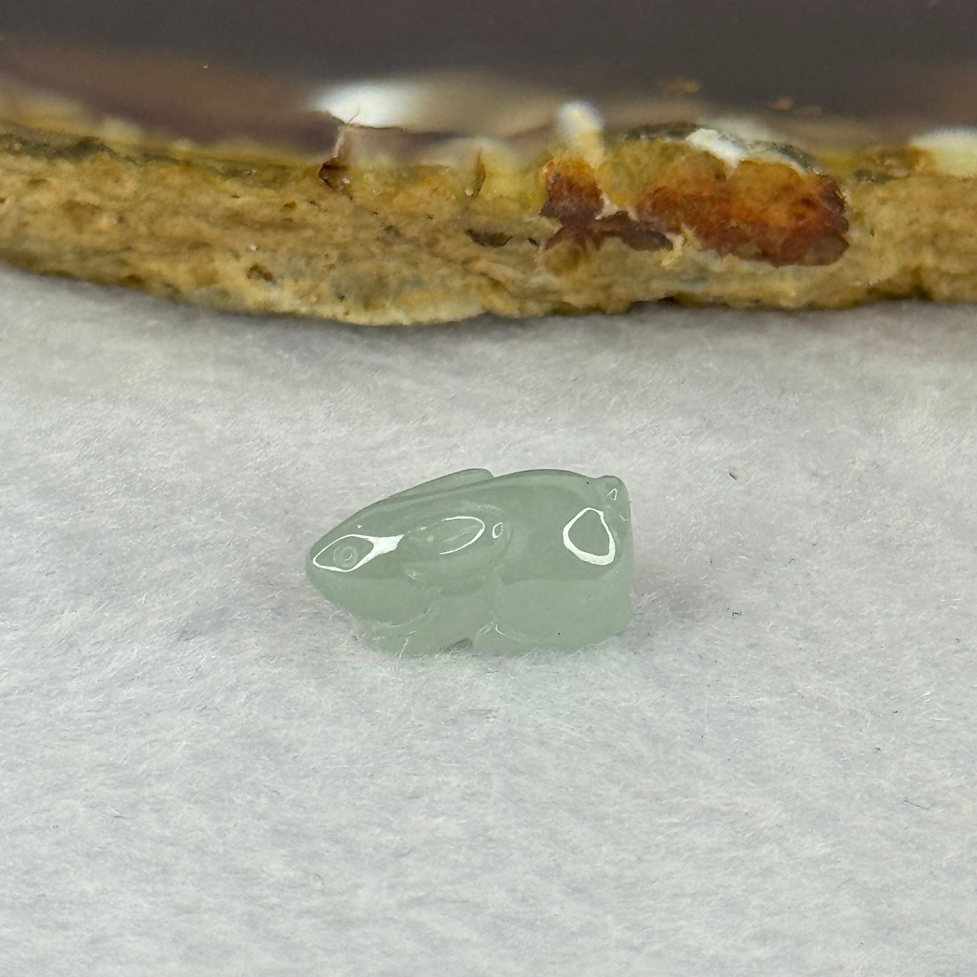 Type A Sky Blue Jadeite Rabbit Charm 1.08g 13.0 by 6.8 by 6.4mm - Huangs Jadeite and Jewelry Pte Ltd