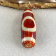 Natural Powerful Tibetan Old Oily Red White Agate One Eye Gold Metal Element Dzi Bead Heavenly Master (Tian Zhu) 一眼金天珠 10.47g 38.2 by 13.4mm - Huangs Jadeite and Jewelry Pte Ltd