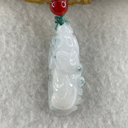 Natural Type A Faint Lavender with Blue Spot Jadeite Cabbage Pendant | Hundred Wealth & Abundance Talisman (8.94g | 33.5 x 12.9 x 12.0mm) - Huangs Jadeite and Jewelry Pte Ltd