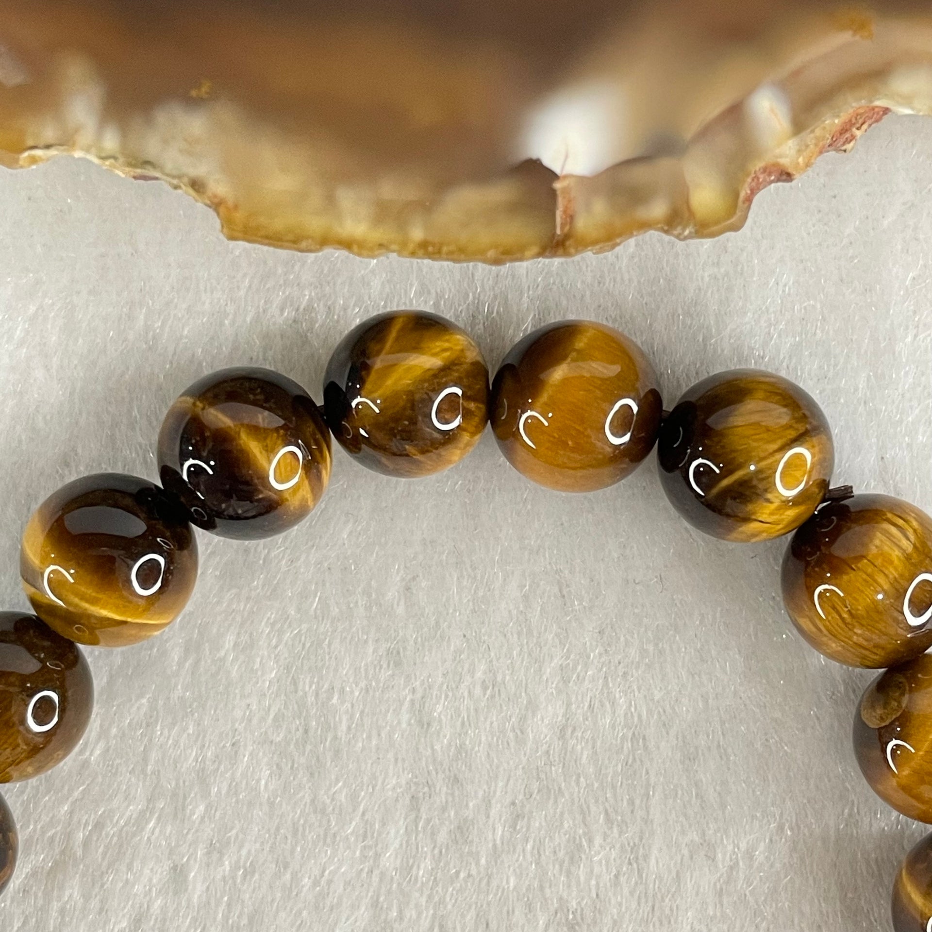 Natural Yellow Tiger's Eye Quartz Beads Bracelet 18.38g 16cm 8.4mm 23 Beads - Huangs Jadeite and Jewelry Pte Ltd