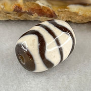 Natural Powerful Tibetan Old Oily Agate Double Tiger Tooth Daluo Dzi Bead Heavenly Master (Tian Zhu) 虎呀天诛 4.39g 17.6 by 12.9mm - Huangs Jadeite and Jewelry Pte Ltd