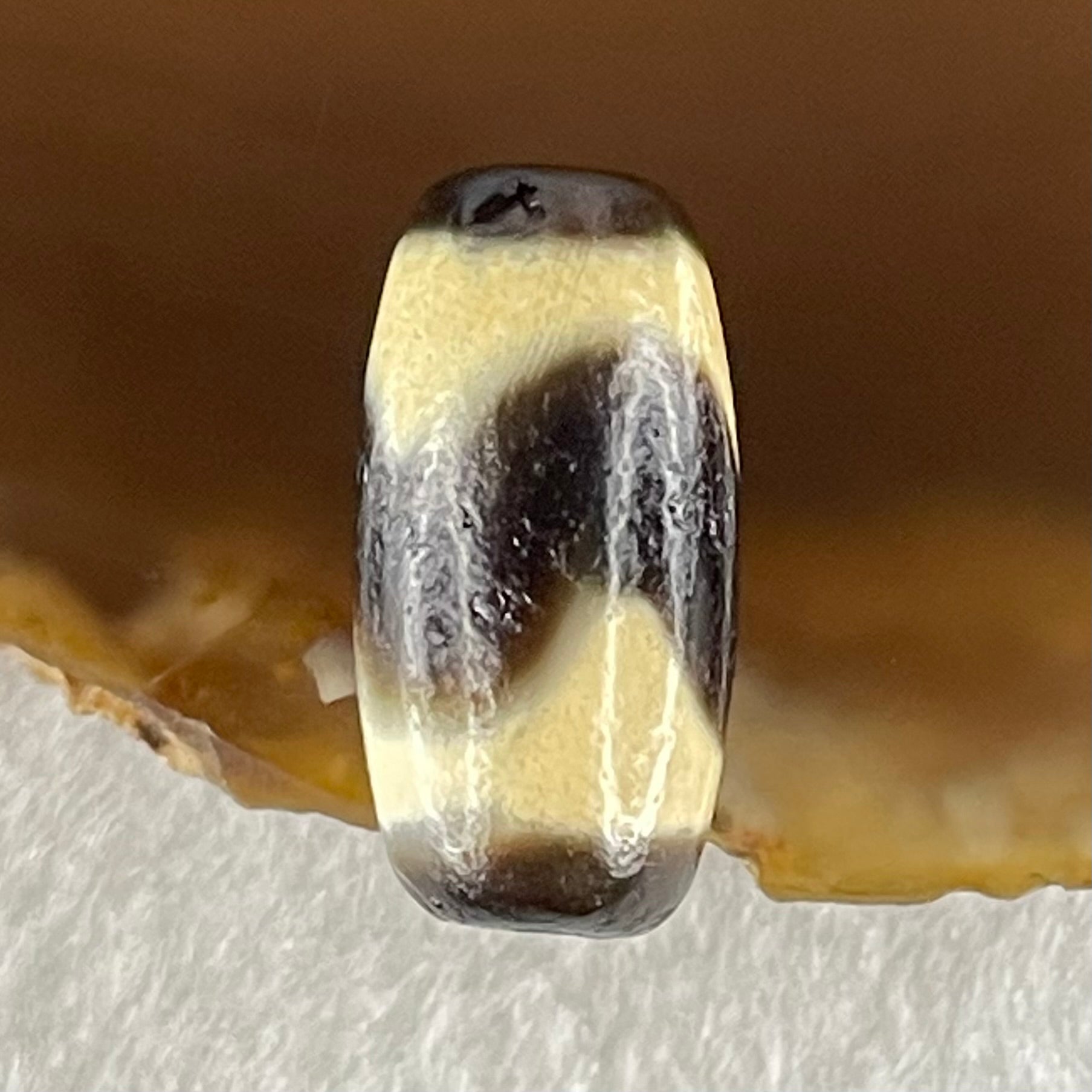 Natural Powerful Tibetan Old Oily Agate Tiger Tooth Daluo Dzi Bead Heavenly Master (Tian Zhu) 虎呀天诛 3.04g 19.9 by 10.1mm - Huangs Jadeite and Jewelry Pte Ltd