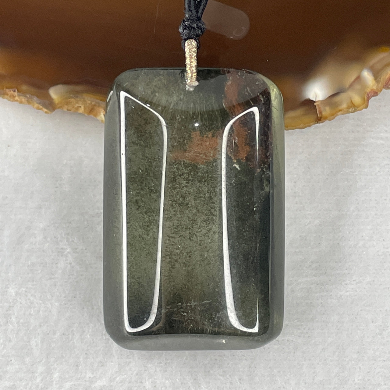 Natural Green Phantom Quartz Wu Shi Pai Pendant 42.47g 45.0 by 28.5 by 17.6mm
