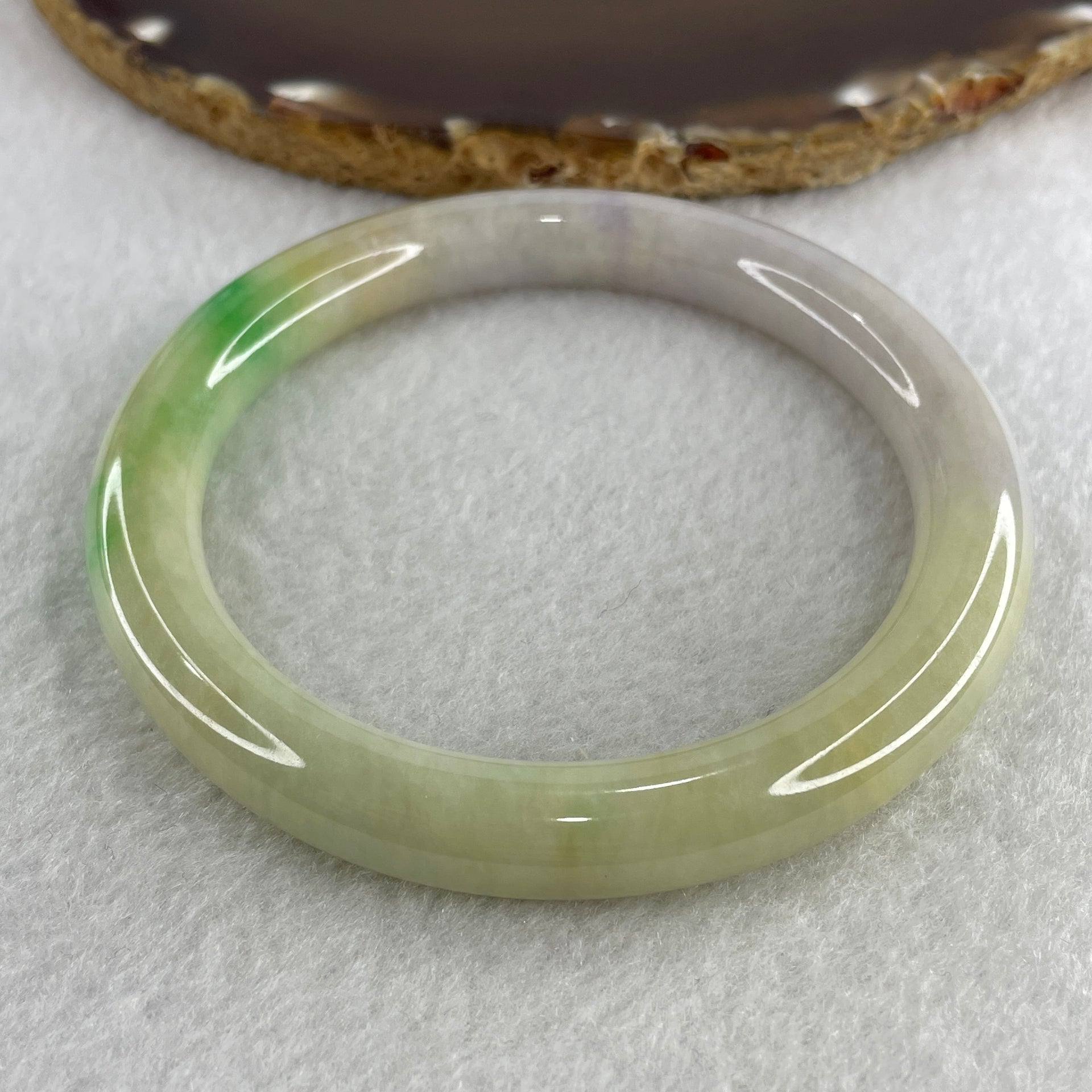 Natural Type A Light Green with Apple Green and Lavender Piao Hua Jadeite Bangle 57.80g Inner Diameter 62.0mm 9.9 by 11.1mm (Close to Perfect) - Huangs Jadeite and Jewelry Pte Ltd