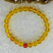 Natural Golden Yellow Amber Beads Turtle Shell Bracelet 6.87g 16cm 7.8mm 24 Beads - Huangs Jadeite and Jewelry Pte Ltd