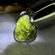 Natural Czech Republic Moldavite Meteorite Crystal in S925 Sliver Pendent 天然捷克陨石925银牌 7.85g 22.3 by 17.6 by 8.9mm - Huangs Jadeite and Jewelry Pte Ltd