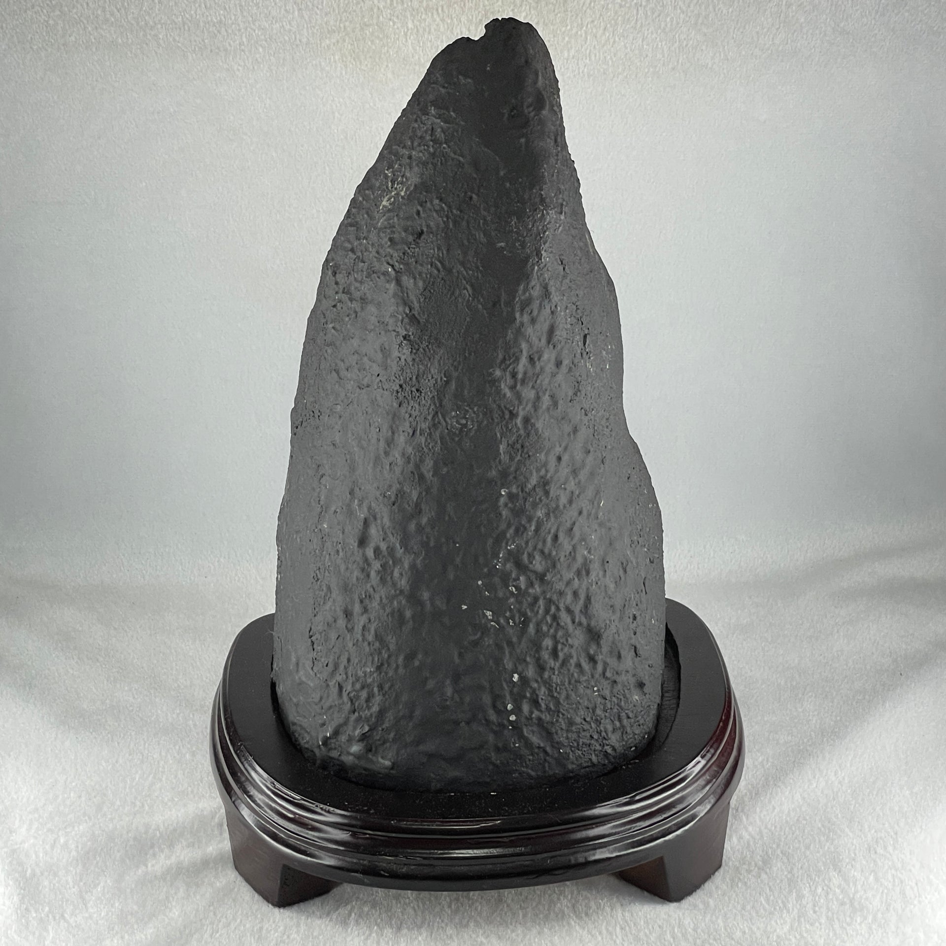 Natural Triangular Shape Amethyst Cave with Wooden Display 4,756.5g 200.0 by 170.0 by 295.0mm - Huangs Jadeite and Jewelry Pte Ltd