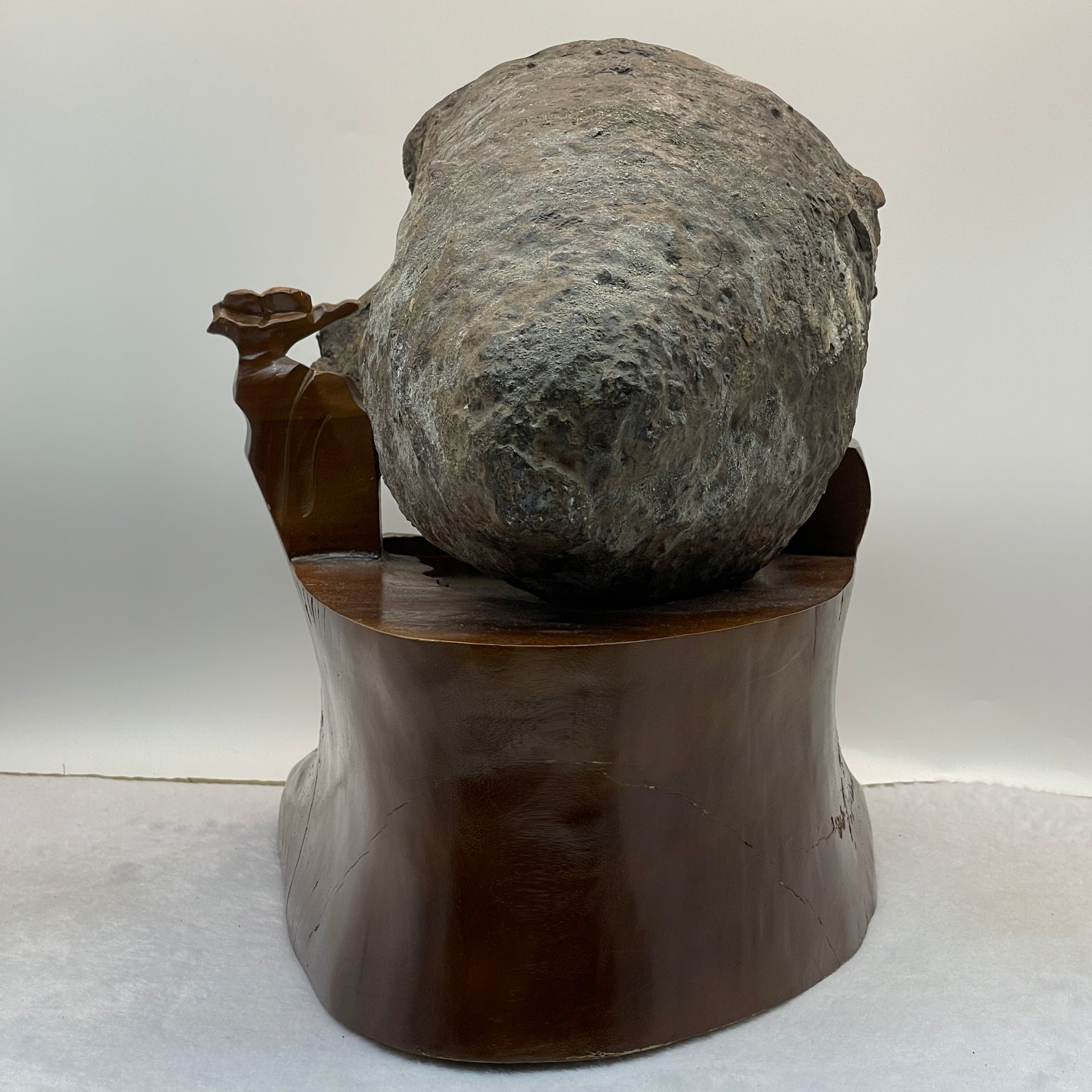 Natural Irregular Pocket Shape Citrine Cave with Wooden Stand Display 14,866.3g 235.0 by 335.0 by 310.0mm - Huangs Jadeite and Jewelry Pte Ltd