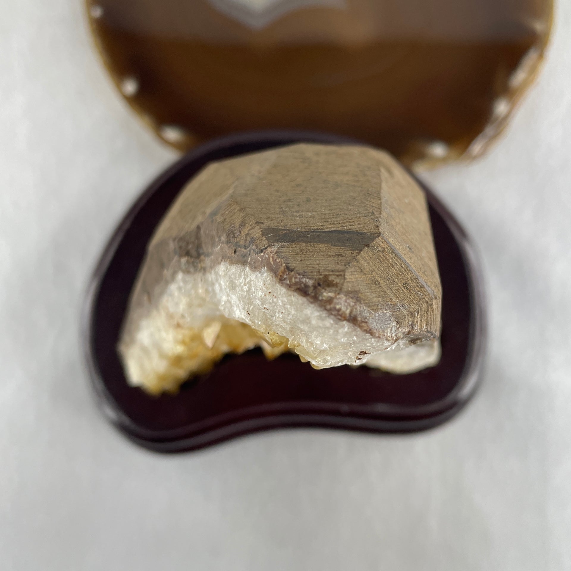 Natural Citrine Rough Irregular Shaped Display with Wooden Stand 719.31g 125.5 by 97.0 by 152.5mm - Huangs Jadeite and Jewelry Pte Ltd