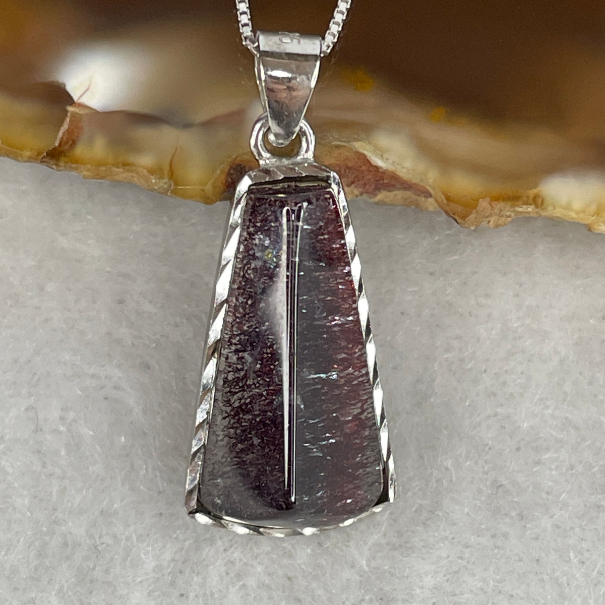 Collectors Grade Natural Fireworks Super 7 Crystal Pendant | S925 Sterling Silver Clasp Necklace (3.37g | 46cm Strand Length | 18.0 × 8.8 × 6.4mm)