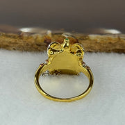 Type A Burmese Full Spicy Green Jade Jadeite 18K Yellow and White Gold customised Moveable Wu Shi Lion Head with Diamonds Ring 6.00g 13.1 by 22.5 by 8.3mm US6.25 HK13.5 Inner Dia 17.0mm - Huangs Jadeite and Jewelry Pte Ltd