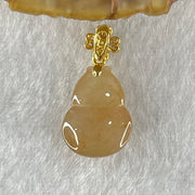 Type A Semi Icy Reddish Brown Jadeite Hulu and Diamonds in 18K Rose Gold Pendant 1.98g 14.8 by 11.0 by 6.3mm - Huangs Jadeite and Jewelry Pte Ltd