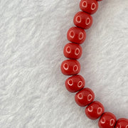 Natural Red Cinnabar Beads Bracelet 37.60g 15.5cm 7.1mm by 31 Beads - Huangs Jadeite and Jewelry Pte Ltd