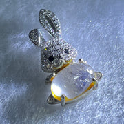 Rare Natural Blue Dumortierite Rutilated Quartz in S925 Sliver Rabbit Pendant 2.32g 9.8 by 6.5 by 4.0mm - Huangs Jadeite and Jewelry Pte Ltd