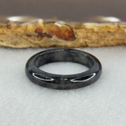Type A Icy Wuji Black Grey Jadeite Ring 2.58g 4.3 by 3.3mm US 7.75 HK 17 (Very Slight Fine Internal Lines) - Huangs Jadeite and Jewelry Pte Ltd