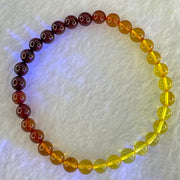Natural Mixed Multi Color Amber Beads Bracelet 3.23g 15.5cm 5.8mm 32 Beads - Huangs Jadeite and Jewelry Pte Ltd