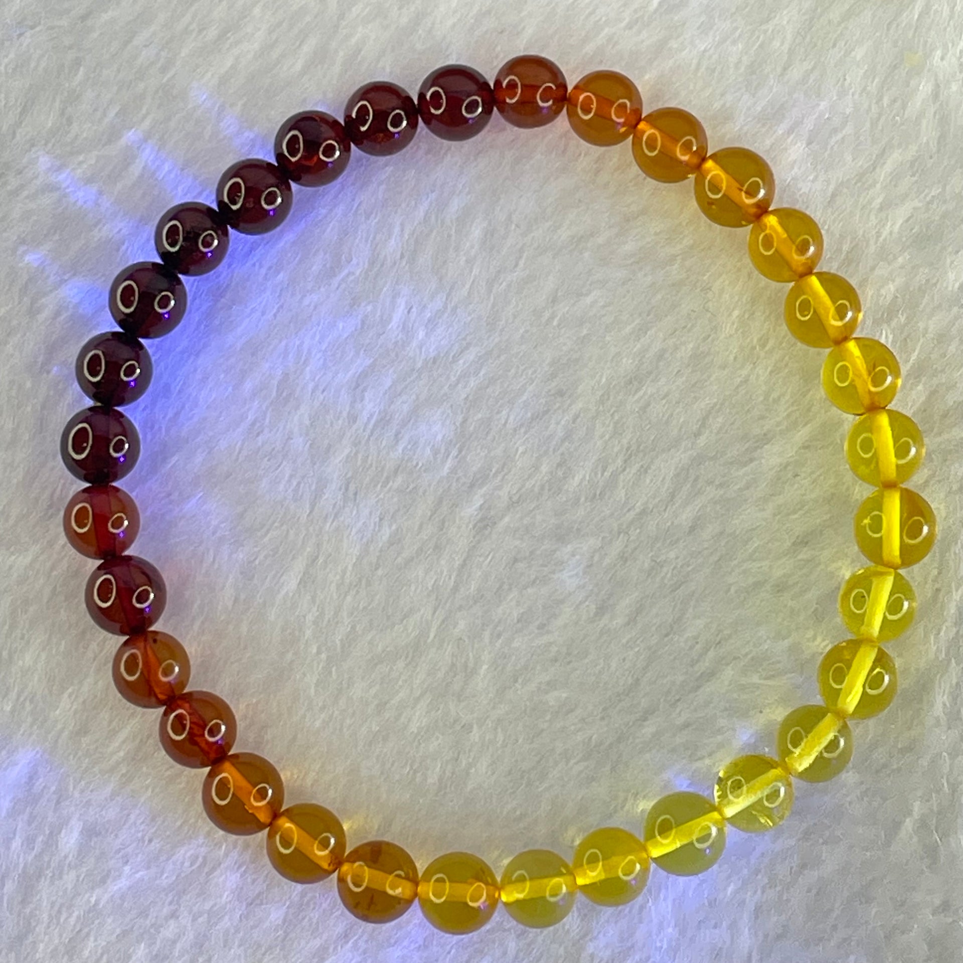 Natural Mixed Multi Color Amber Beads Bracelet 3.23g 15.5cm 5.8mm 32 Beads - Huangs Jadeite and Jewelry Pte Ltd