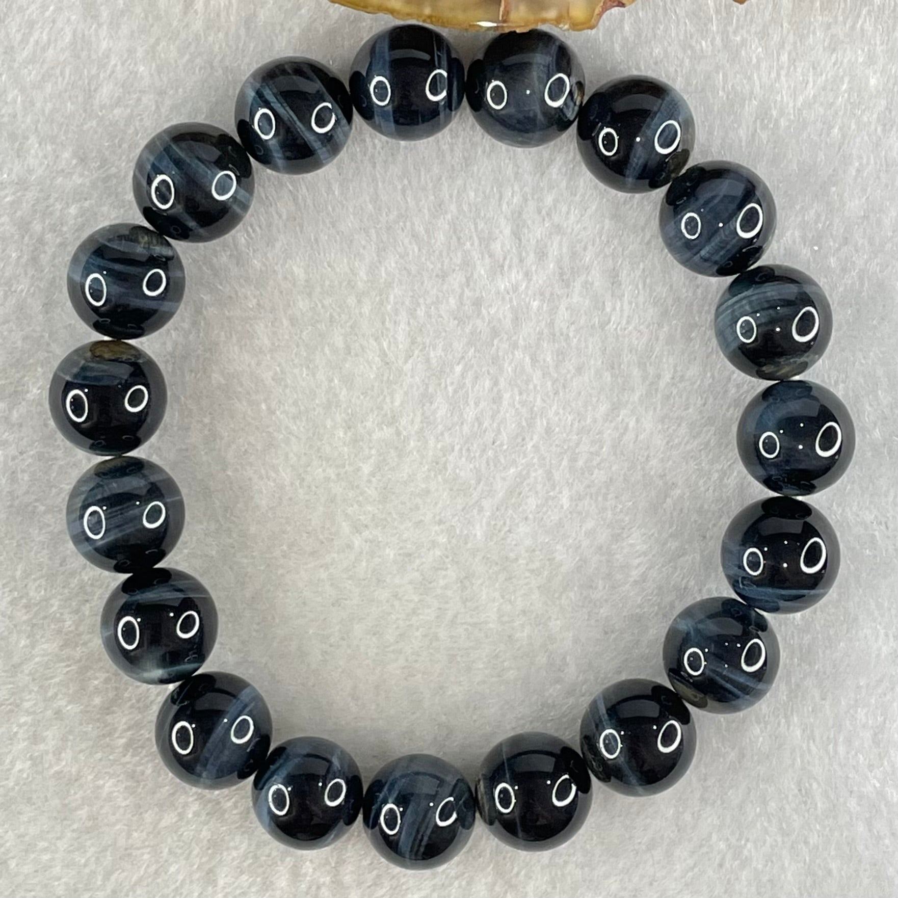 Natural Blue Tiger Eye Quartz Beads Bracelet 31.36g 17.5cm 10.9mm 19 Beads - Huangs Jadeite and Jewelry Pte Ltd